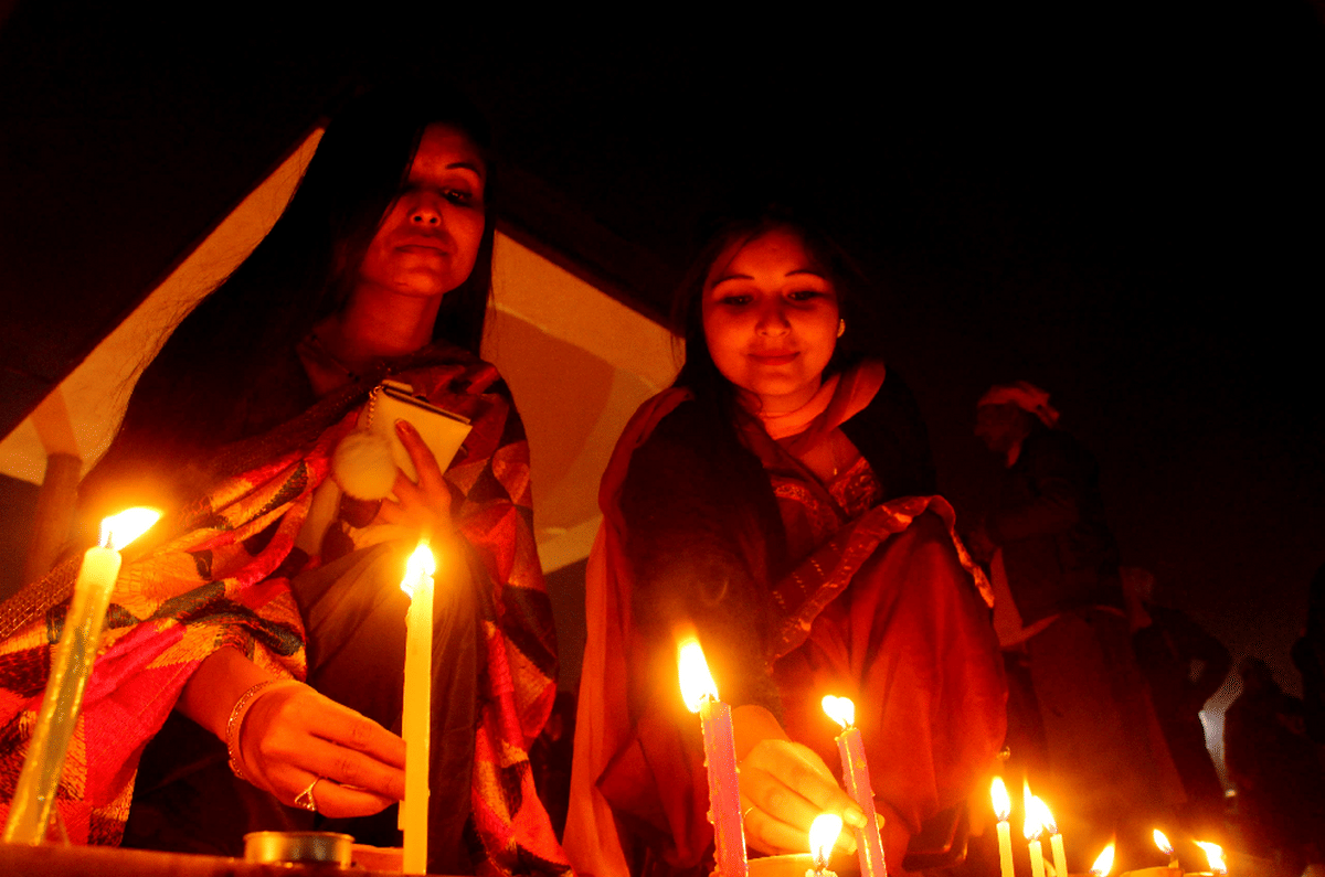 Deepen the lamp at Saint Ravidas door in varanasi