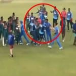 आपस में भिड़ते दोनों देश के खिलाड़ी