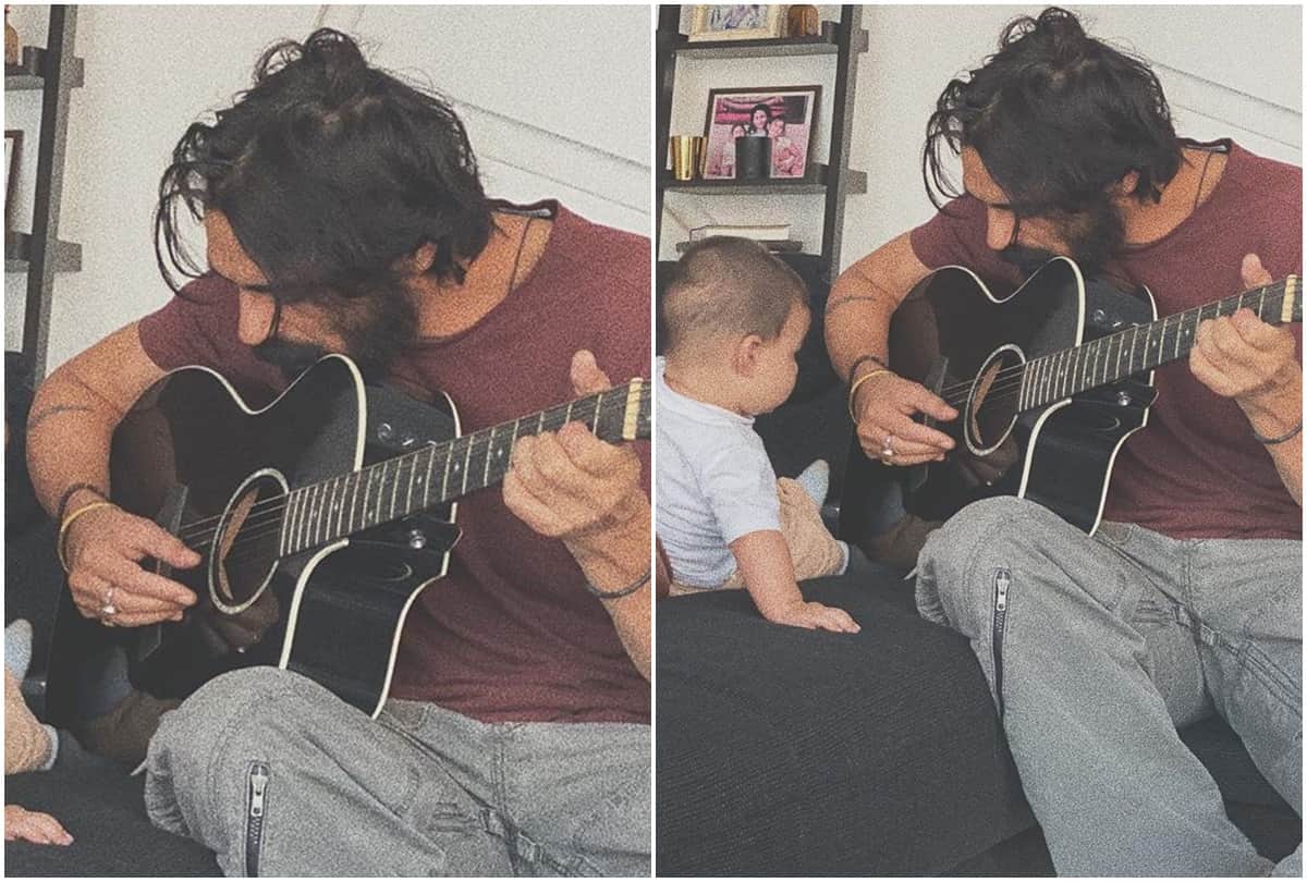 Arjun Rampal Giving Lessons of Guitar to Son Arik Girlfriend Gabriella Demetriades Share Photo
