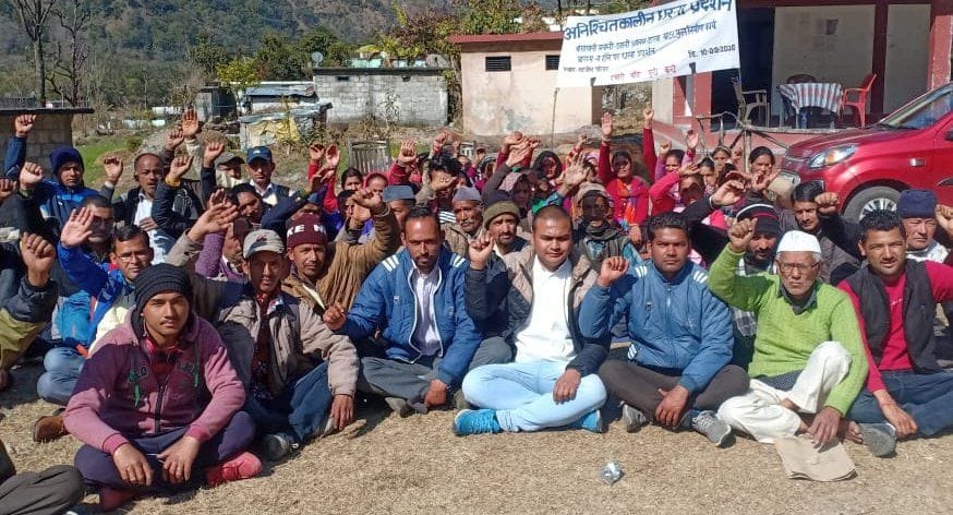 Angry people protest in Bangapani for not building motor bridge