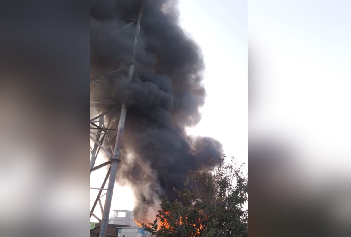 Fire in mobile tower in Sambhal