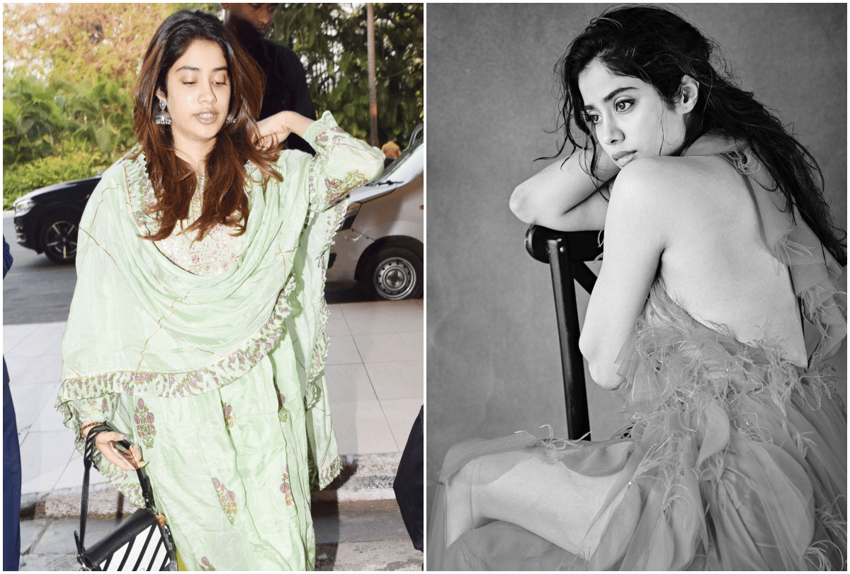 janhvi kapoor no make up look in traditional suit airport viral image