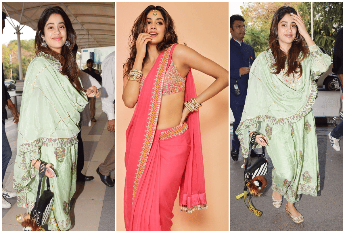 janhvi kapoor no make up look in traditional suit airport viral image