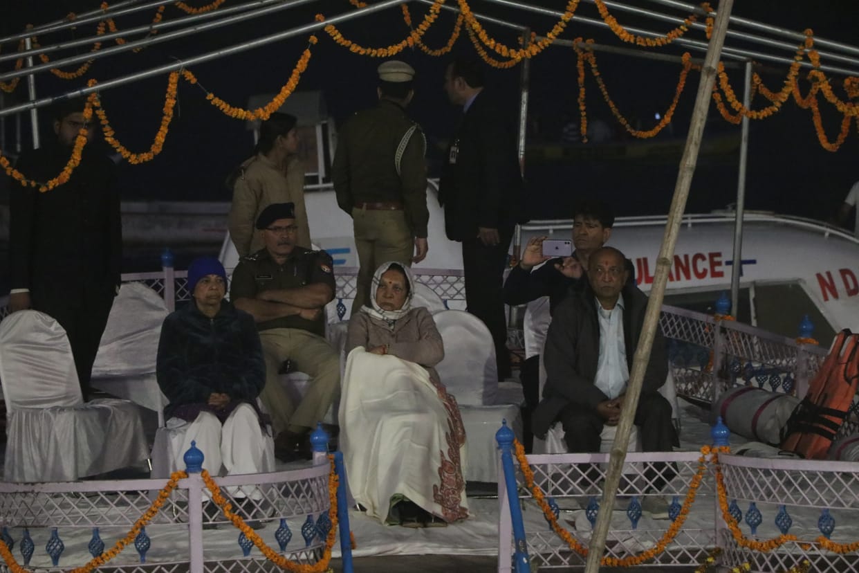 Governor Anandi Ben Patel Spiritual watching the grand aarti of Mother Ganga