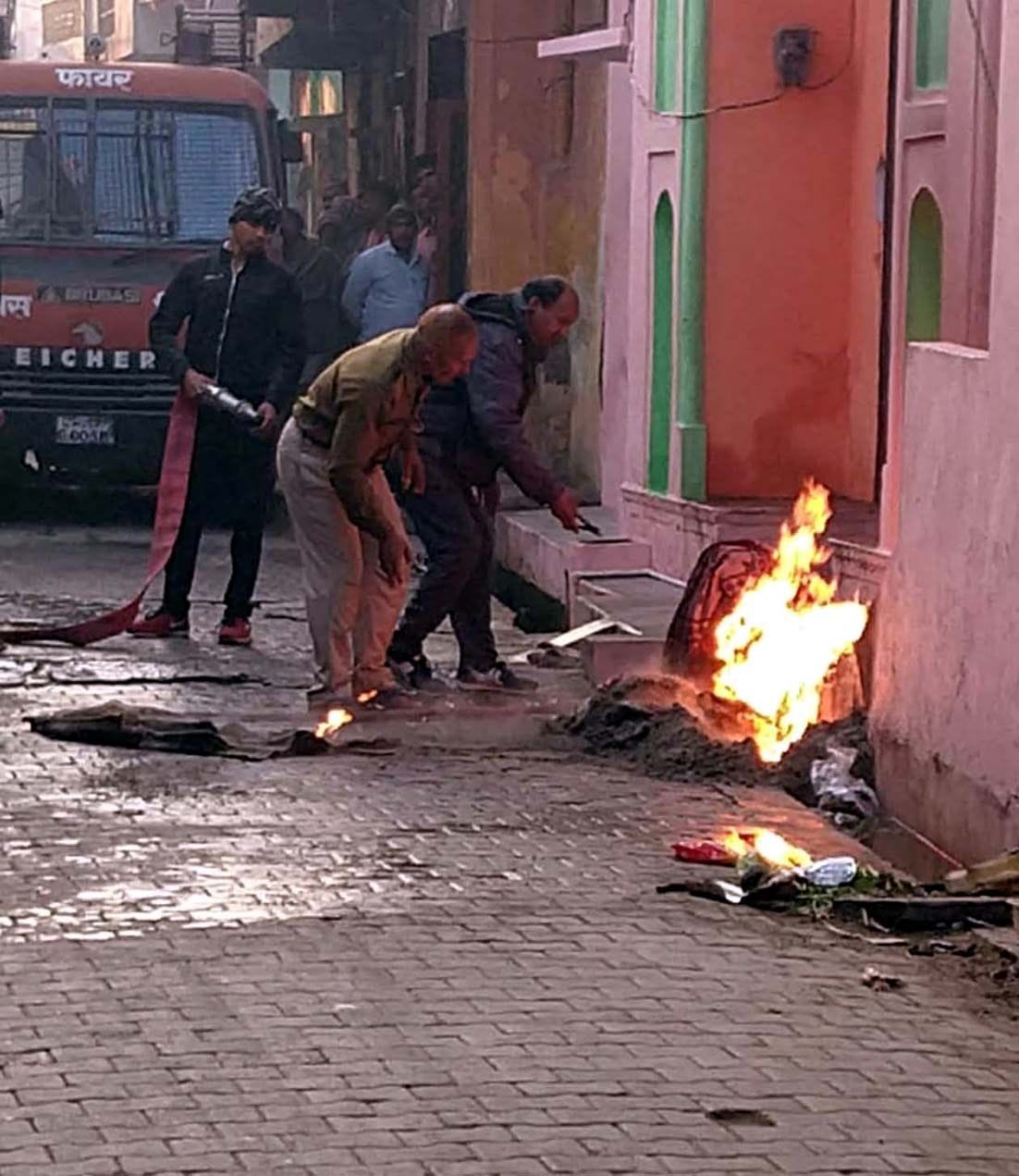 Cylinder fire, burnt household items