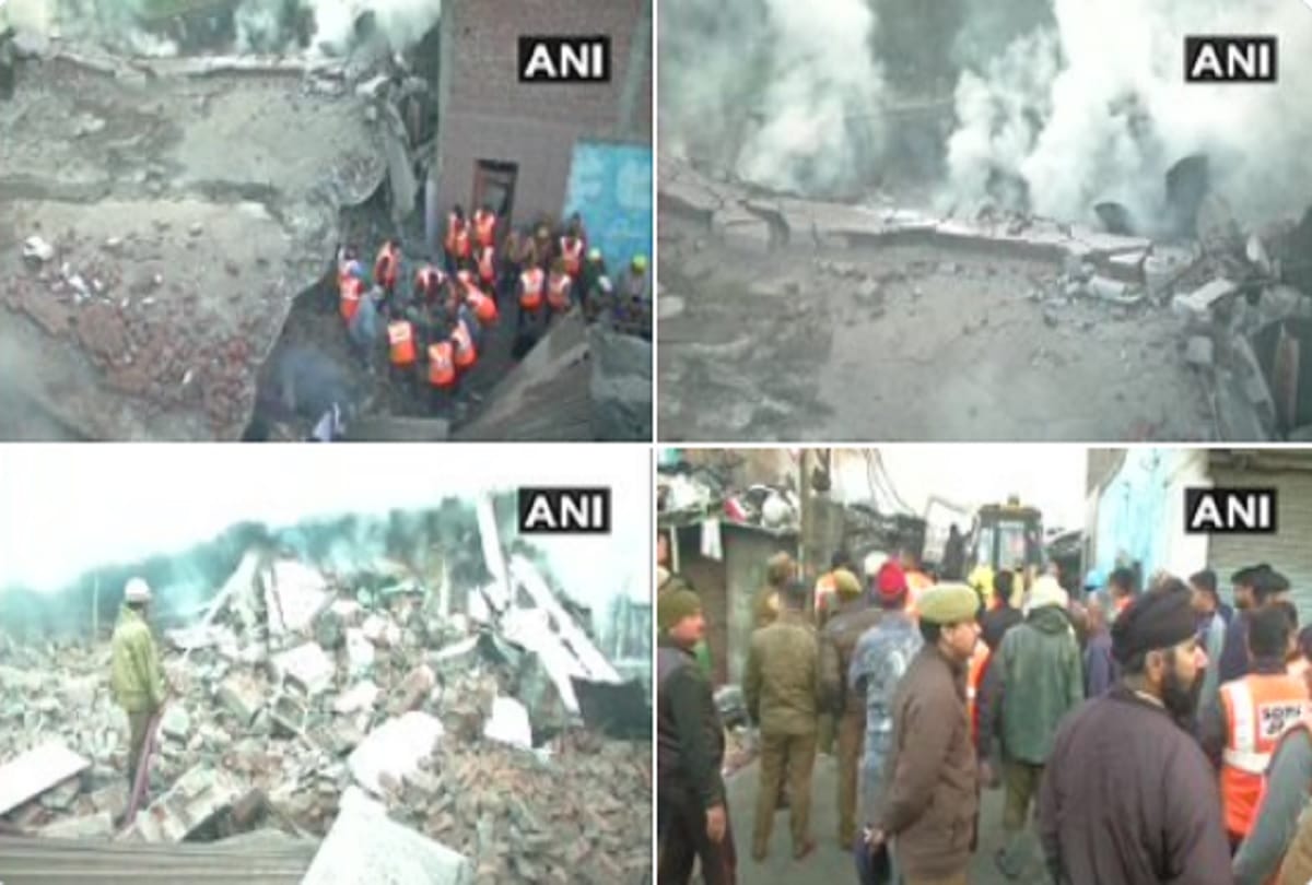 building collapsed after a fire broke out in Jammu and Kashmir