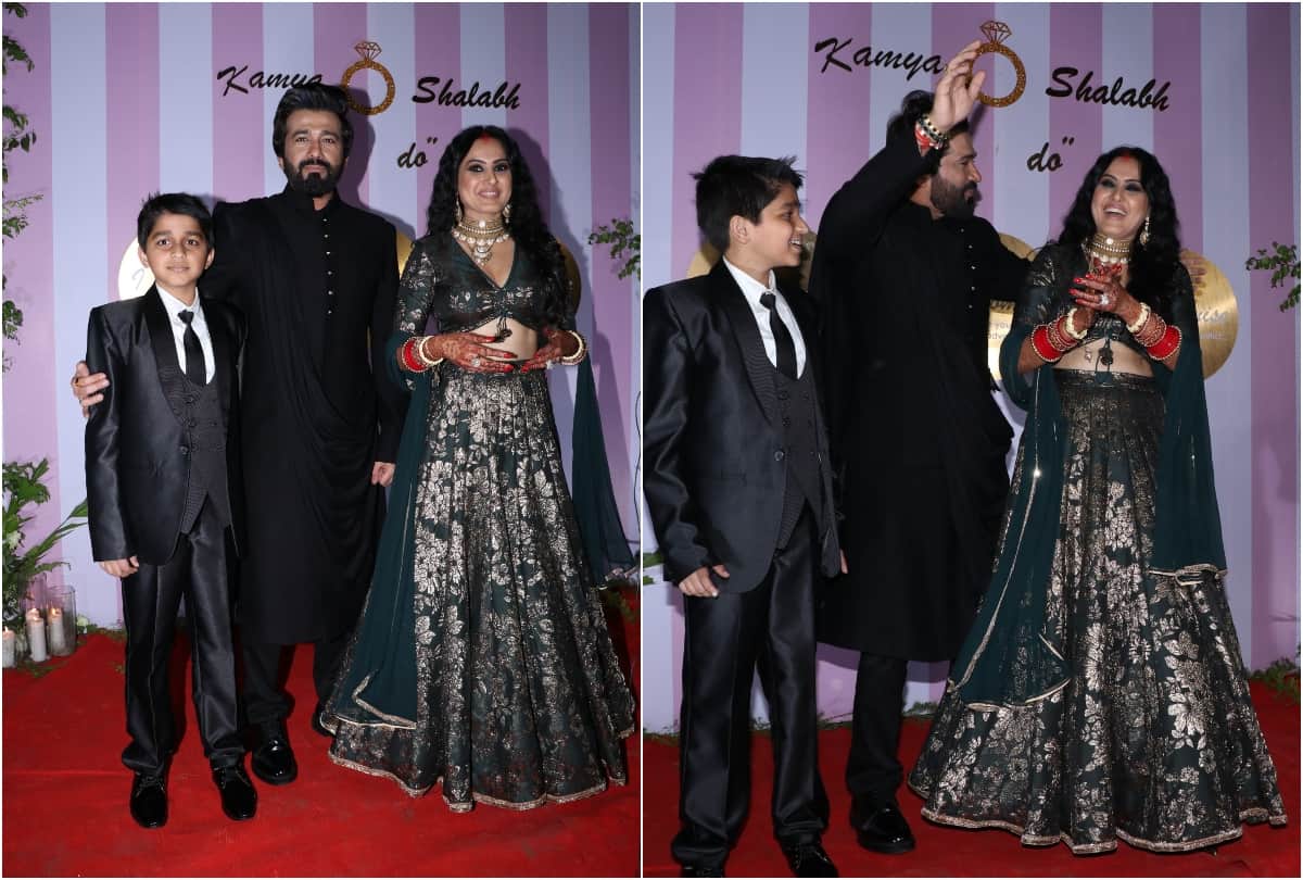 kamya punjabi kisses husband shalabh dang in her Wedding Reception