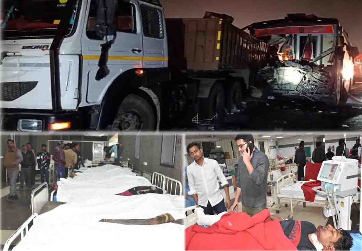 Bus collided with truck parked on Lucknow-Agra Expressway, 15 passengers died
