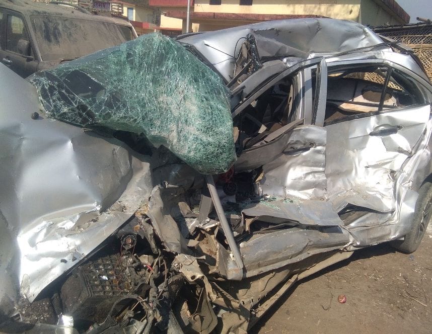 Roadways bus crashed into car