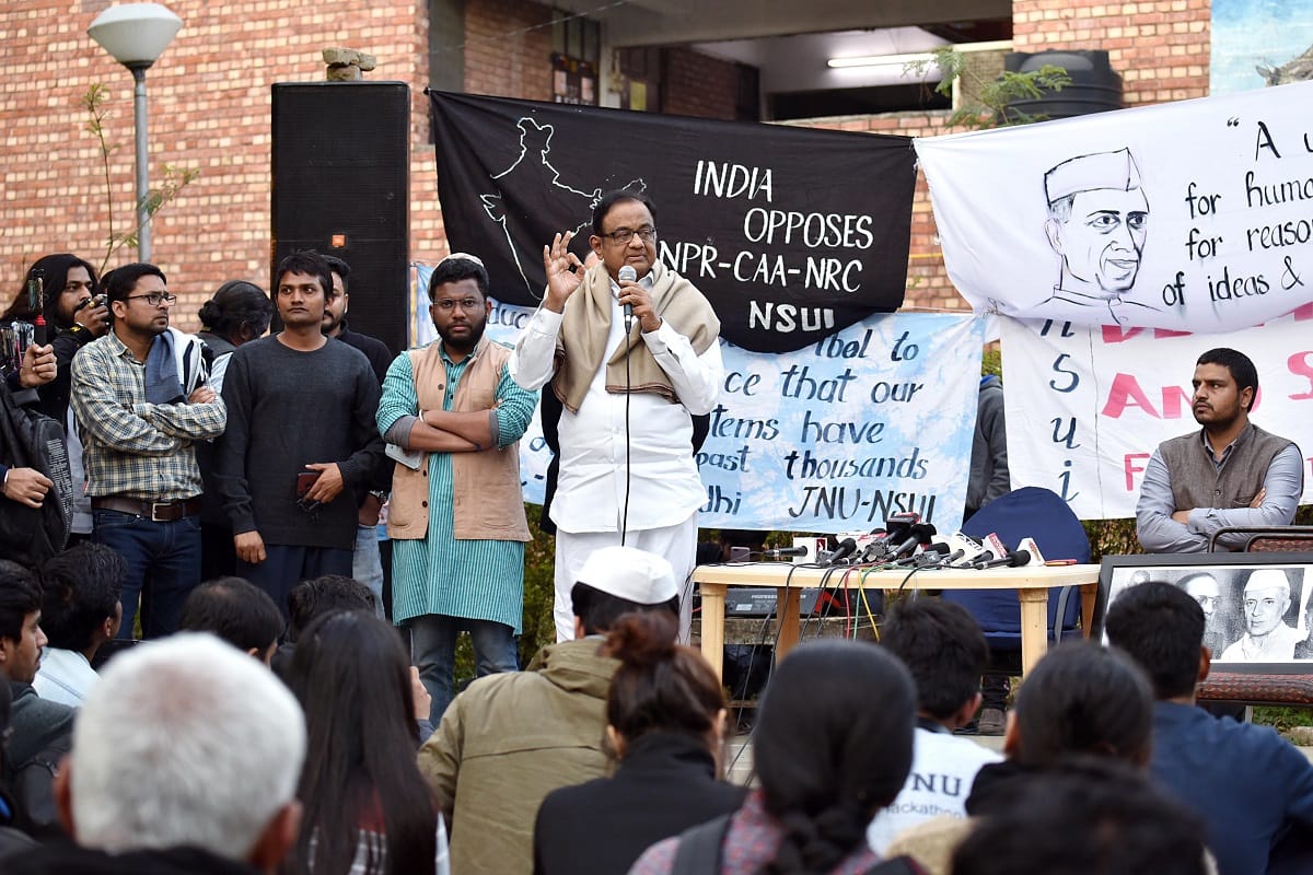 P Chidambaram in JNU, there must be a massive movement if a Muslim is being sent to detention camp