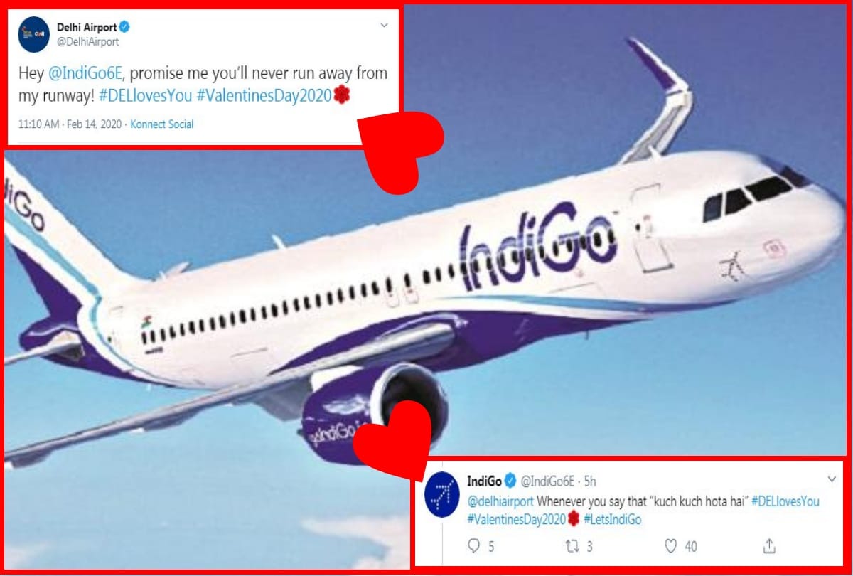 Delhi Airport expresses love with Indigo through twitter on valentines day 2020
