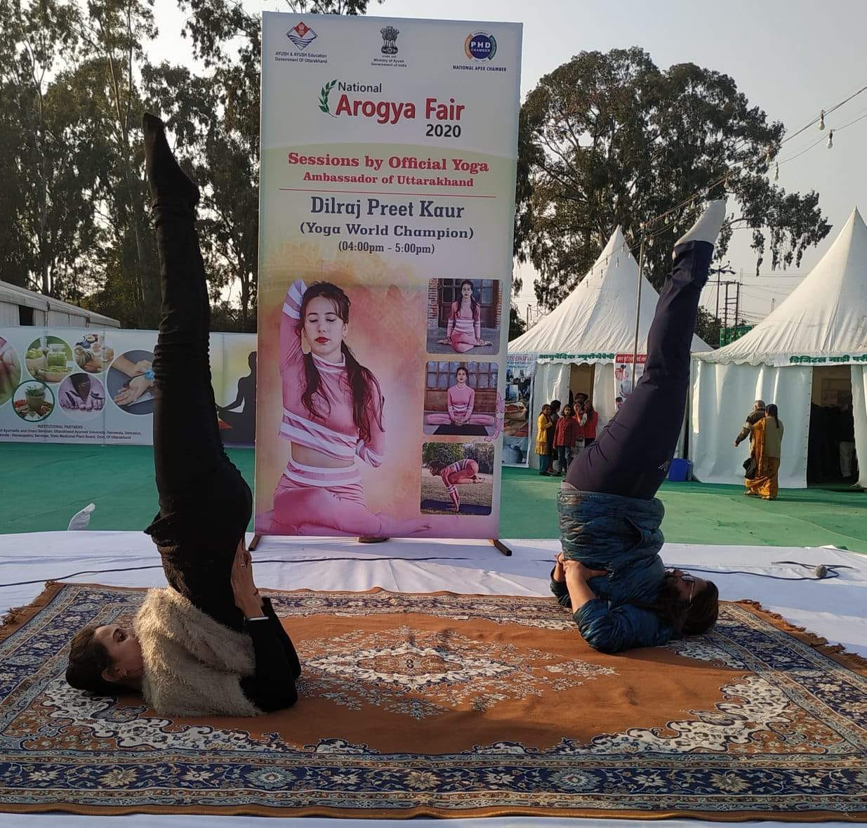 Dilraj did yoga in a health fair