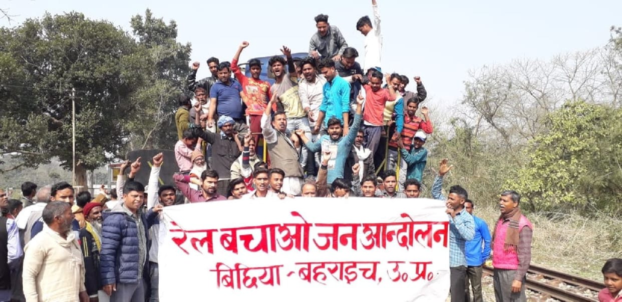 Villagers protest by stopping the train