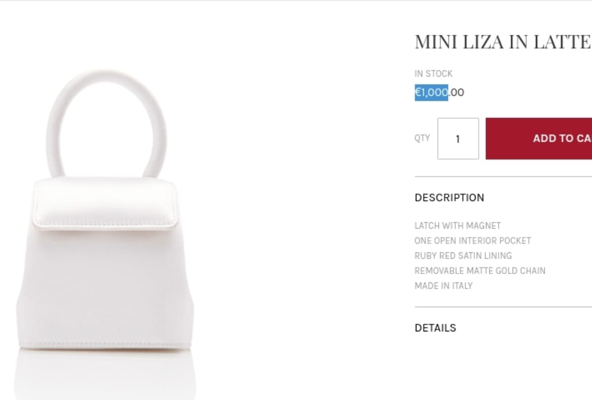 sonam kapoor mini white bag price is 77.5 k rupees