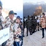 Union Minister kiren Rijiju Doing Morning walk with ITBP Soldiers, Gives Fit india Slogan in Auli