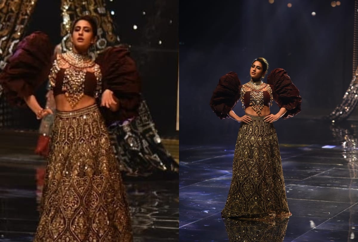 sara ali khan ramp walk in lakme fashion week 2020 in bridal outfit