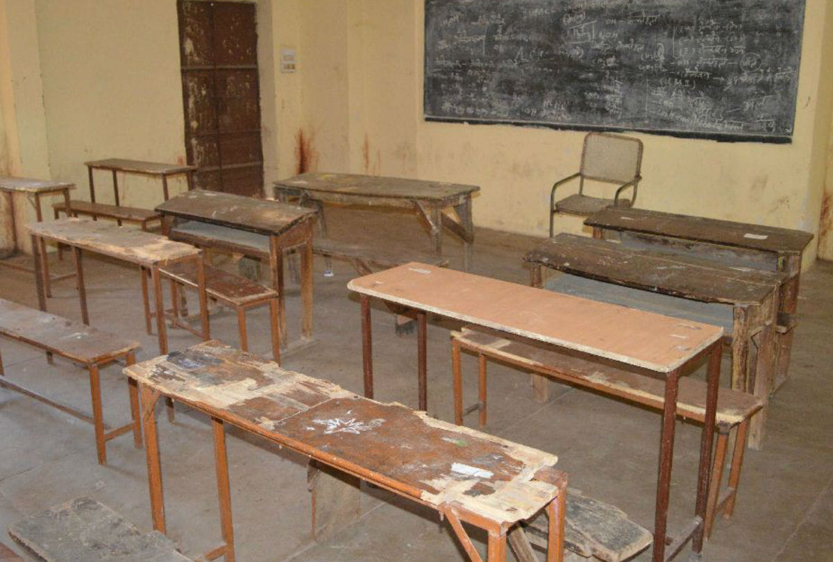 Up Board Exam 2020 Candidates Sit At Broken Furniture In School