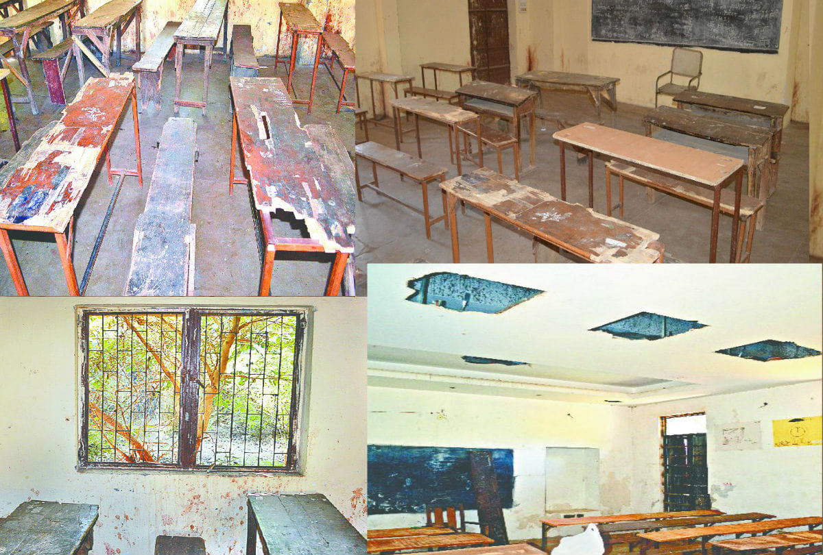 Up Board Exam 2020 Candidates Sit At Broken Furniture In School