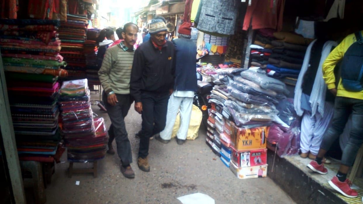 Half the shops of some traders decorate the street here