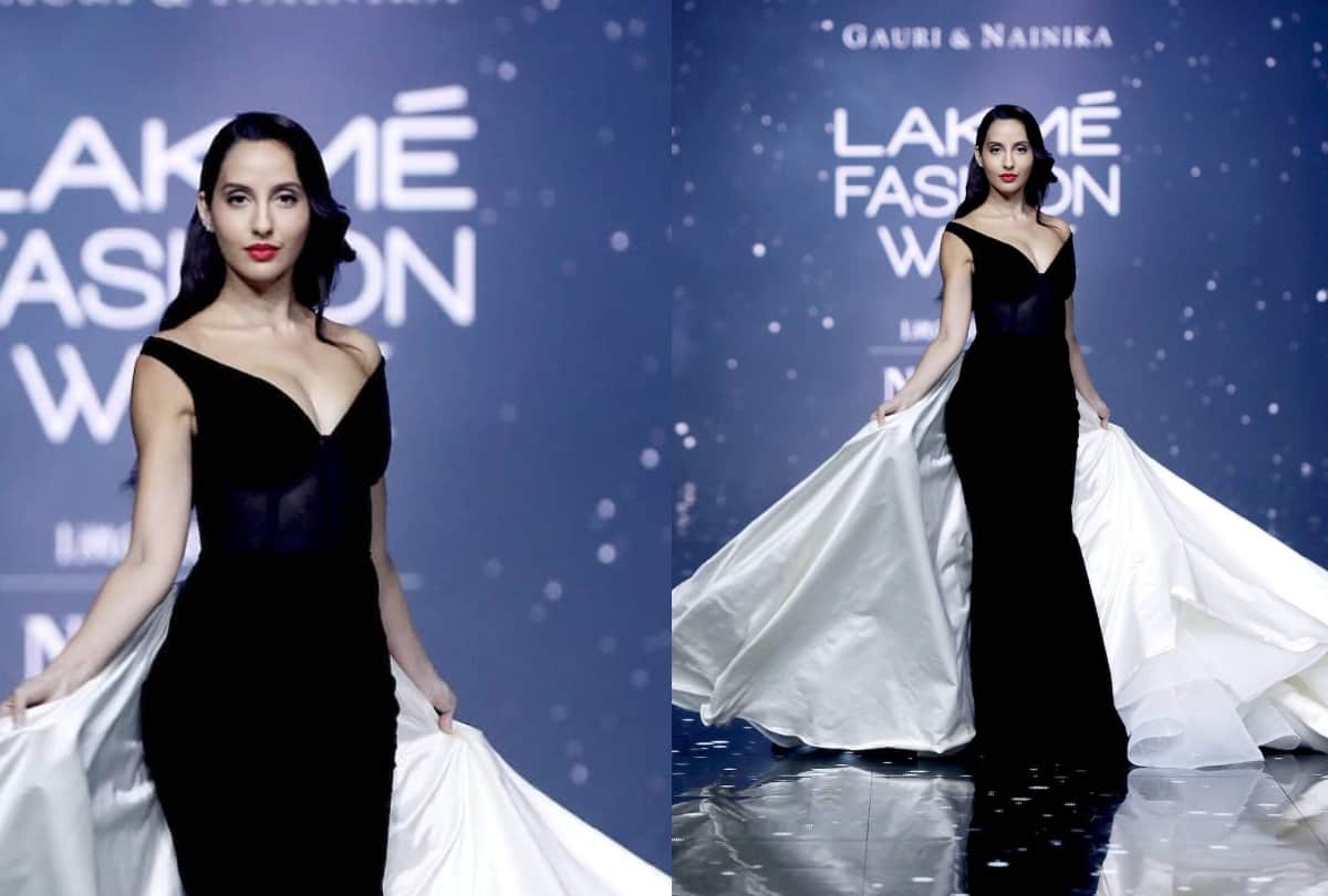 nora fatehi dress glamorous look lakme fashion week 2020