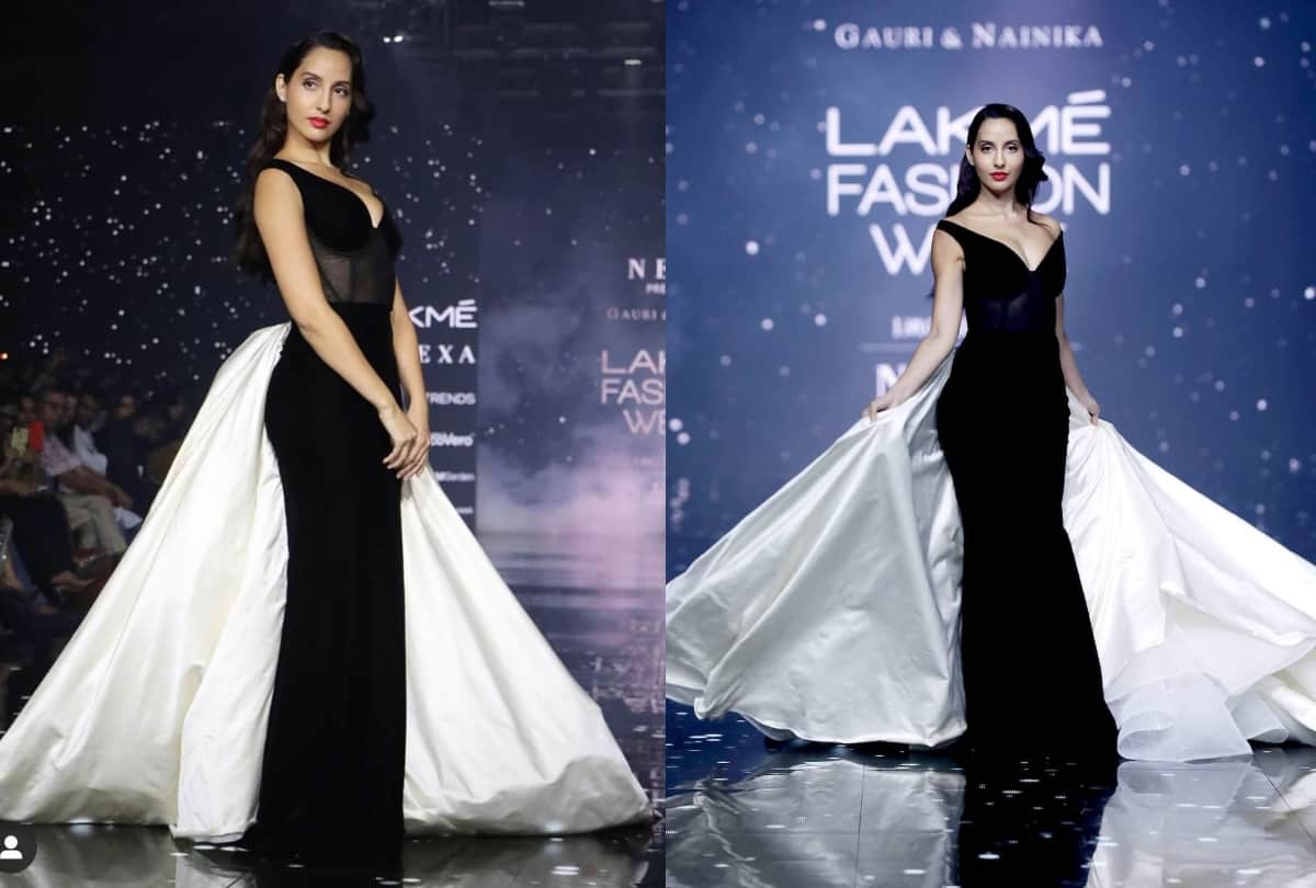 nora fatehi dress glamorous look lakme fashion week 2020