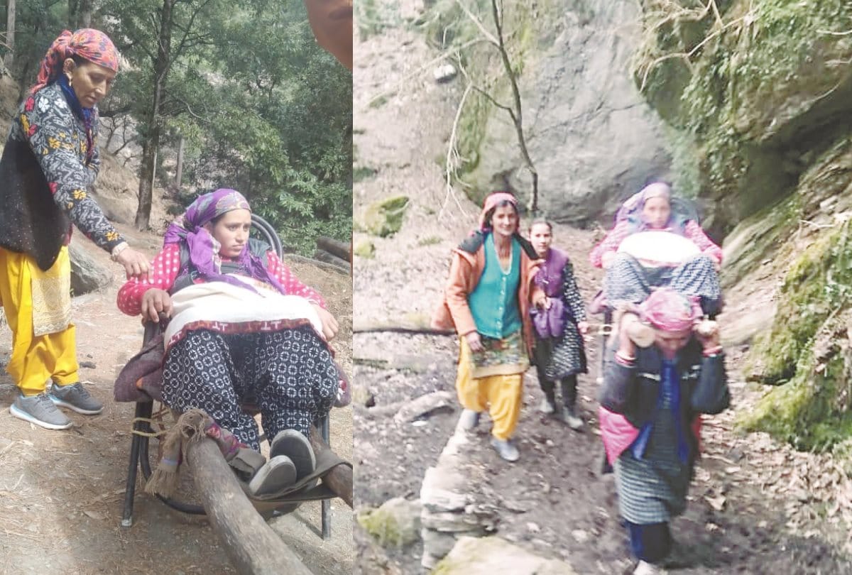 Villagers walk for 18 kilometer to get pregnant woman to hospital in Kullu in Himachal Pradesh