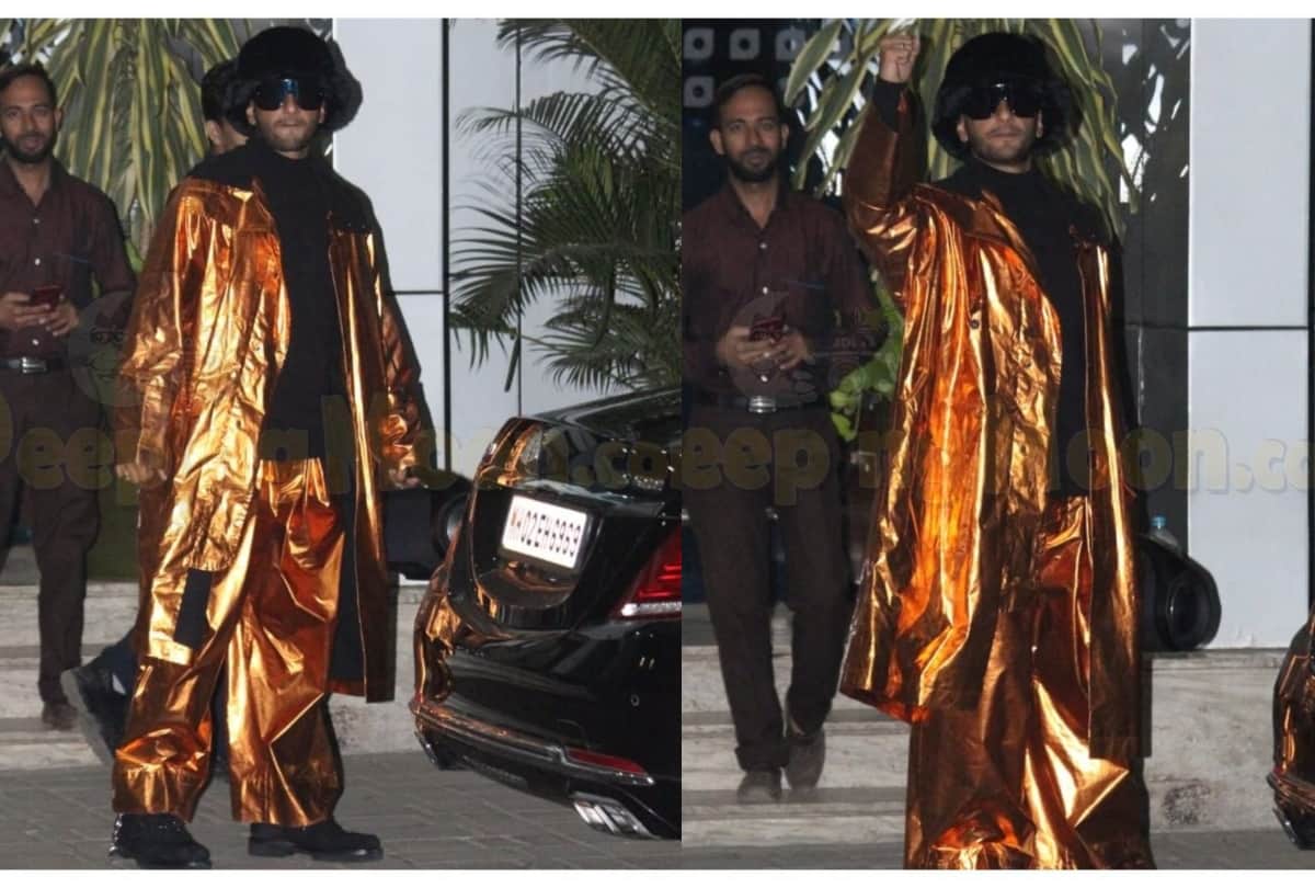 ranveer singh got trolled for his golden pant coat in airport