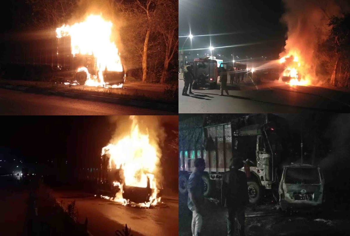 big road accident in unnao Seven people burnt alive