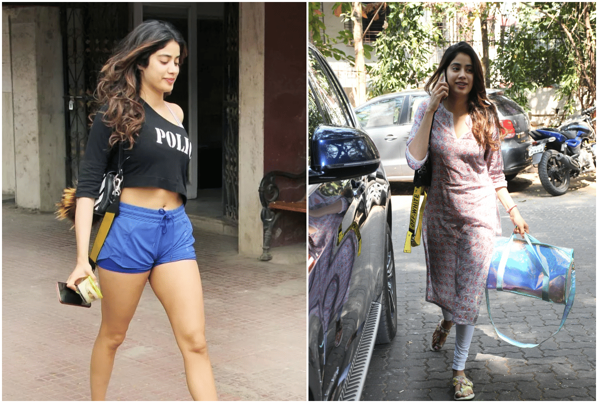 janhvi kapoor reaches gym in traditional suit no make up look viral image
