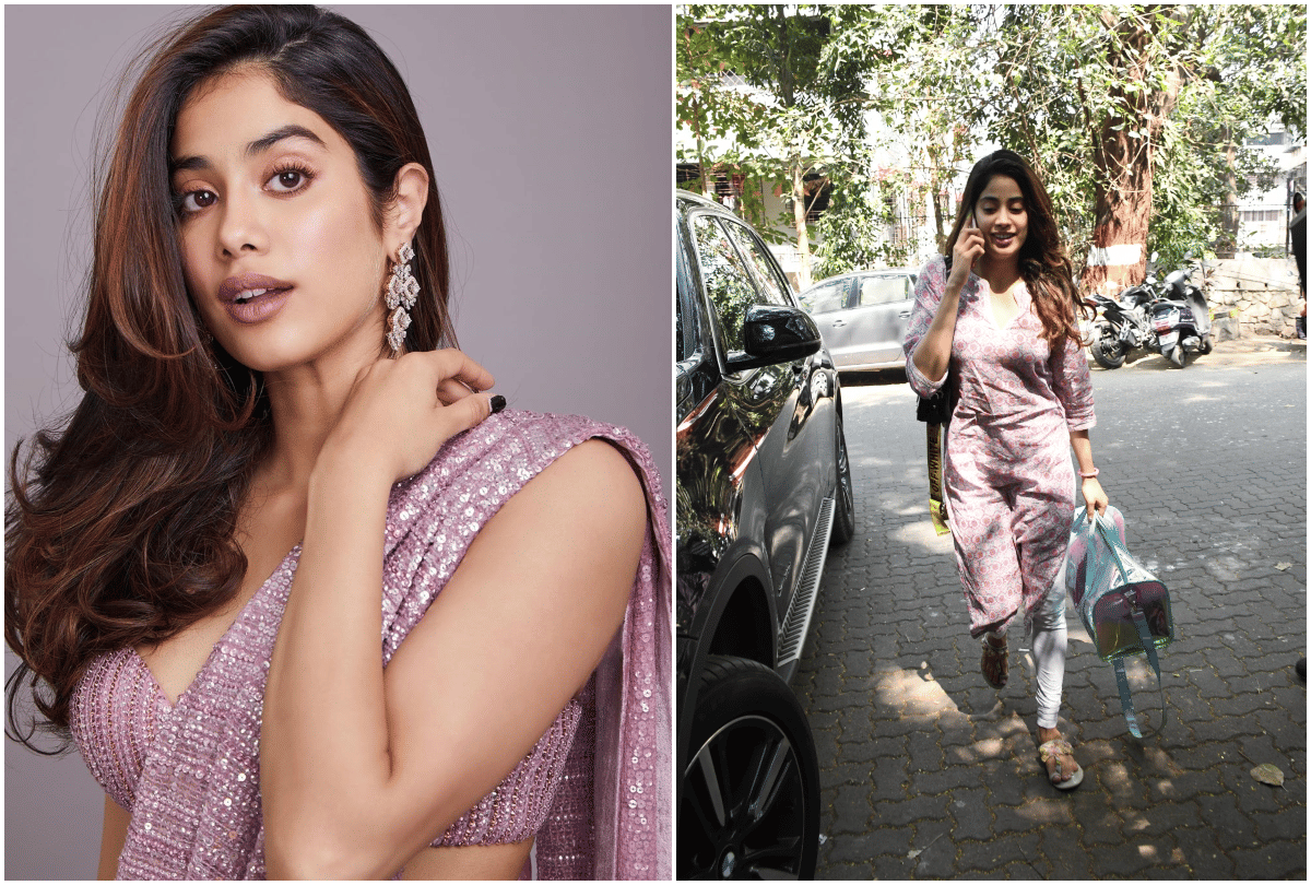 janhvi kapoor reaches gym in traditional suit no make up look viral image