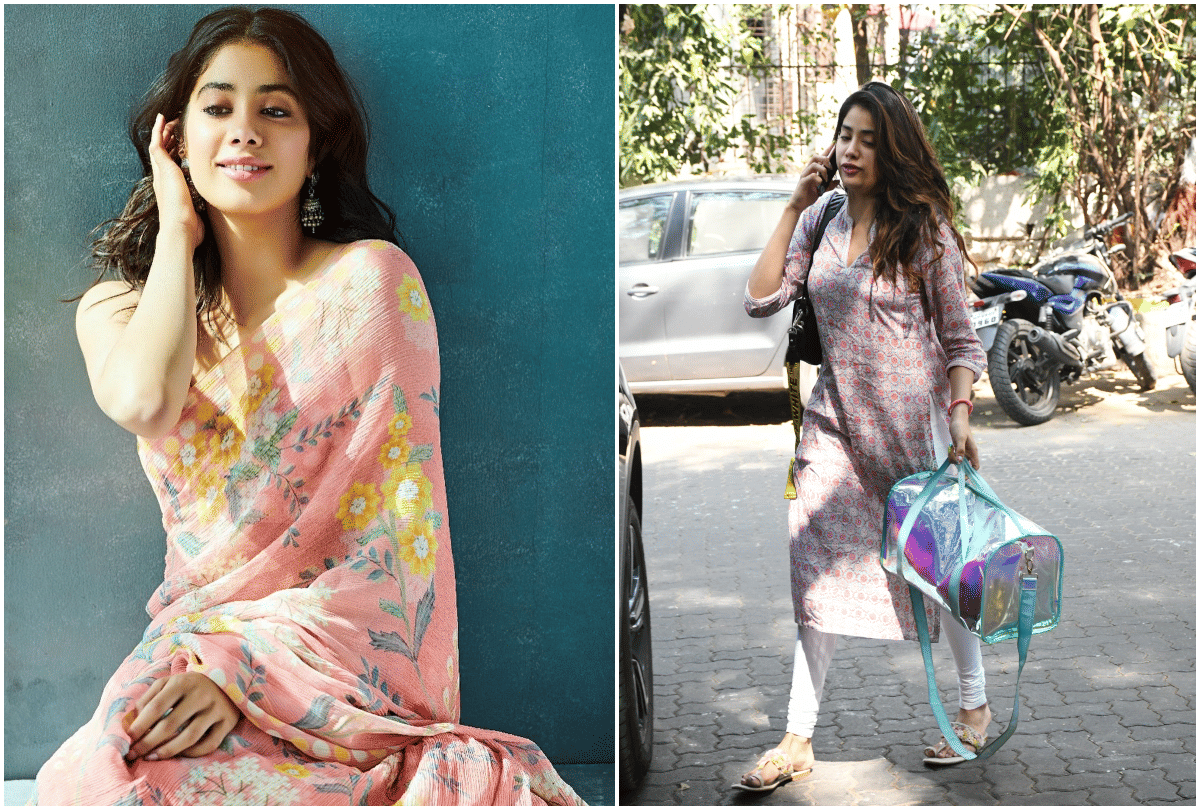 janhvi kapoor reaches gym in traditional suit no make up look viral image