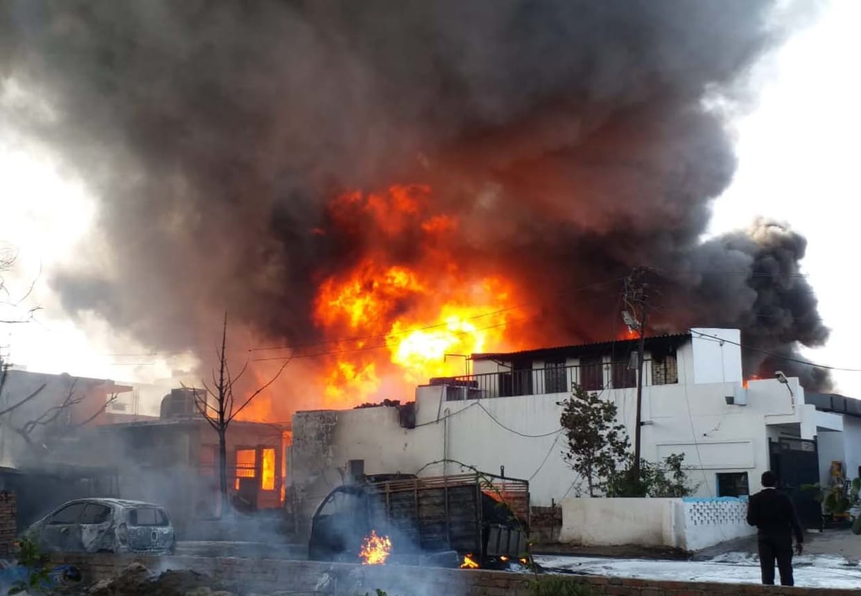 Fierce fire in sanitizer factory No casualties