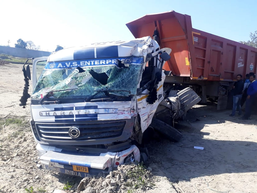 Overload truck and roadways bus collision, two killed