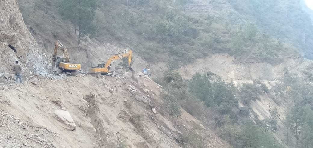 The perennial road cutting debris is being pushed into the ditch