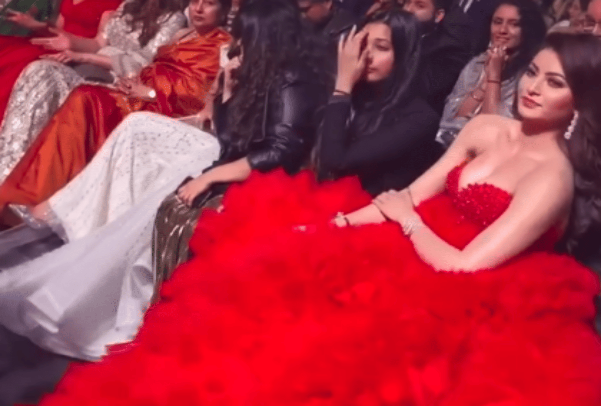 urvashi rautela wear red gown take 4 chairs users trolled