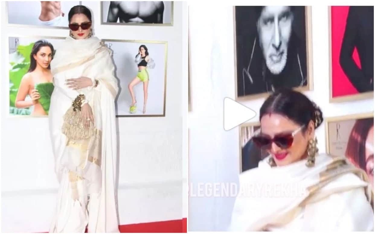 Rekha says This is danger zone After Realising She Is Posing Next To Amitabh Bachchan Poster