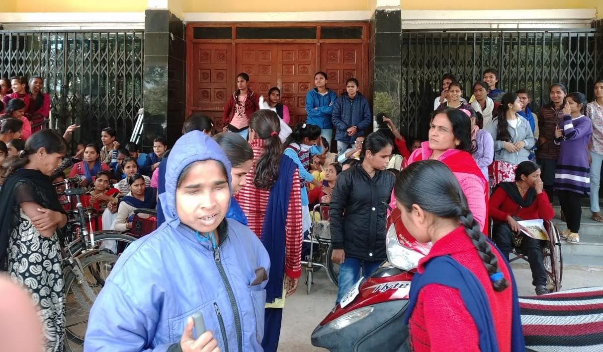 In Chitrakoot, there was a lock at the administrative gate of the university, students sitting on the dharna