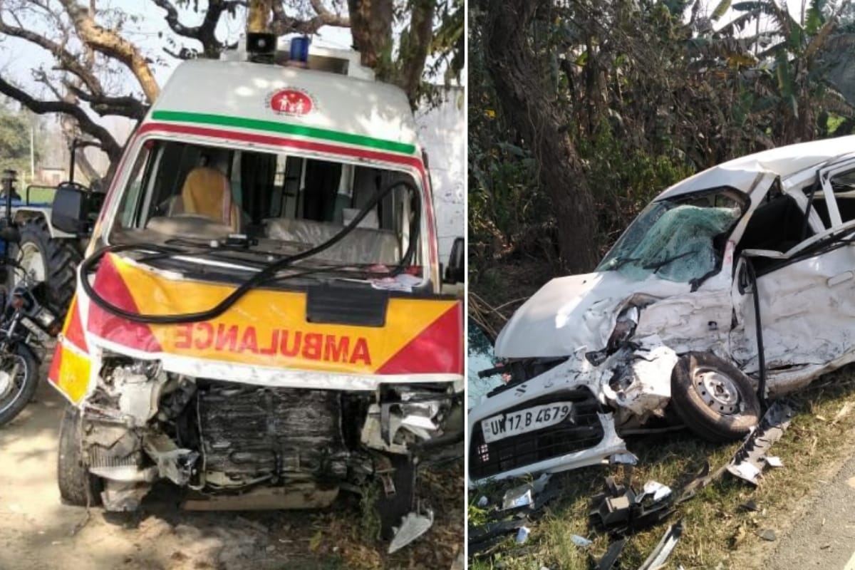 one killed, five injured after Three vehicles collided with ambulance in saharanpur