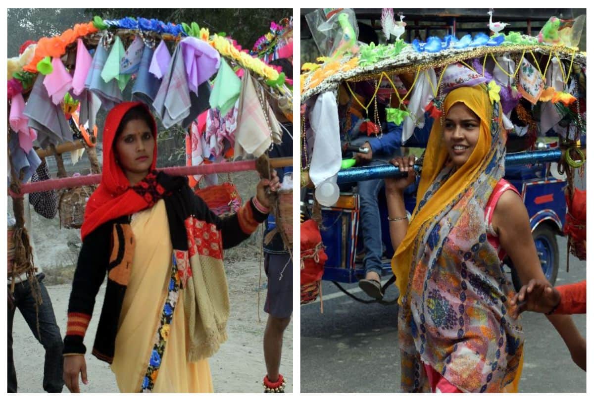 kawad yatra with national flag tiranga on maha shivaratri 2020 in kasganj