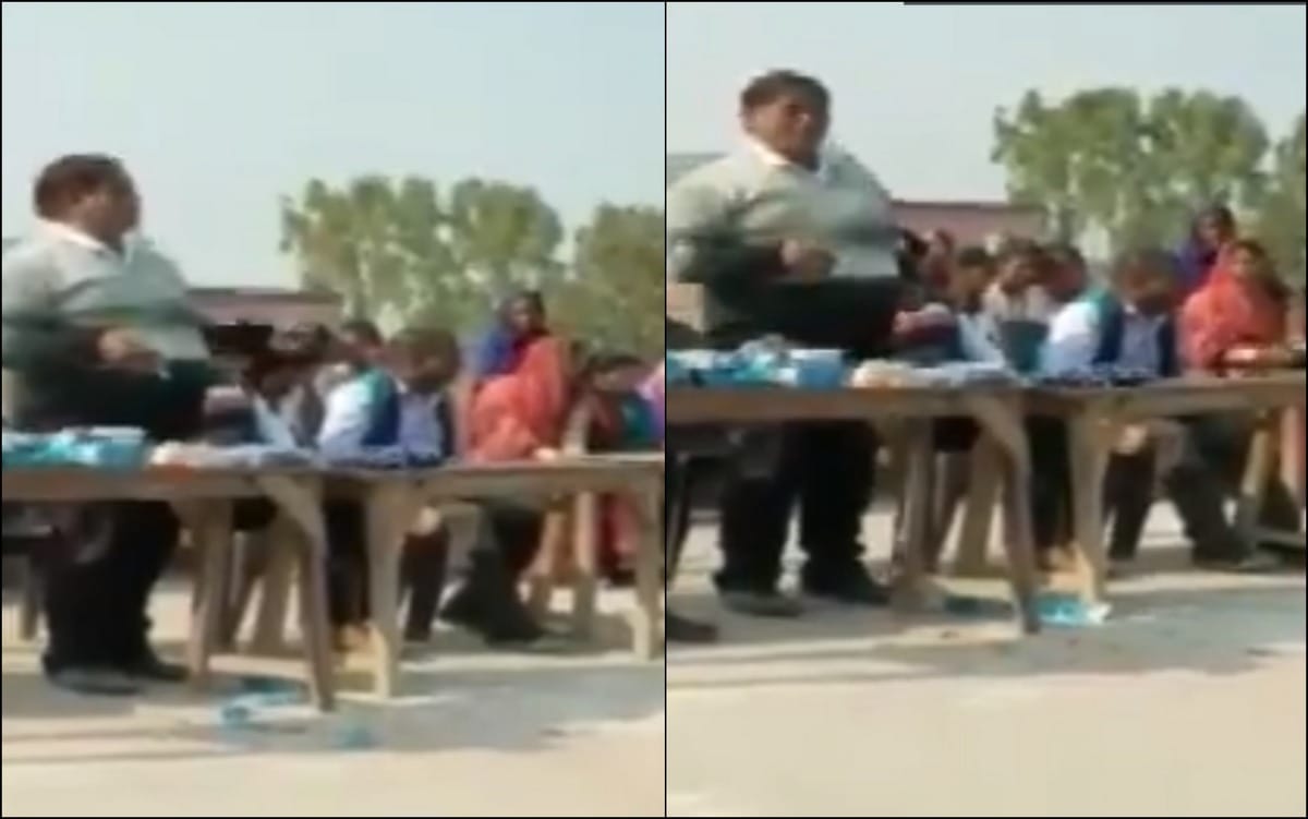 Teacher arrested in viral video in which seen advising students to cheat Harivansh Inter College mau