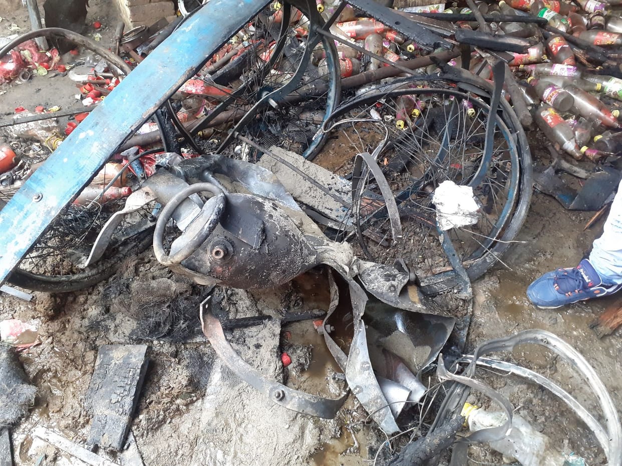 Fire in the house due to gas cylinder explosion