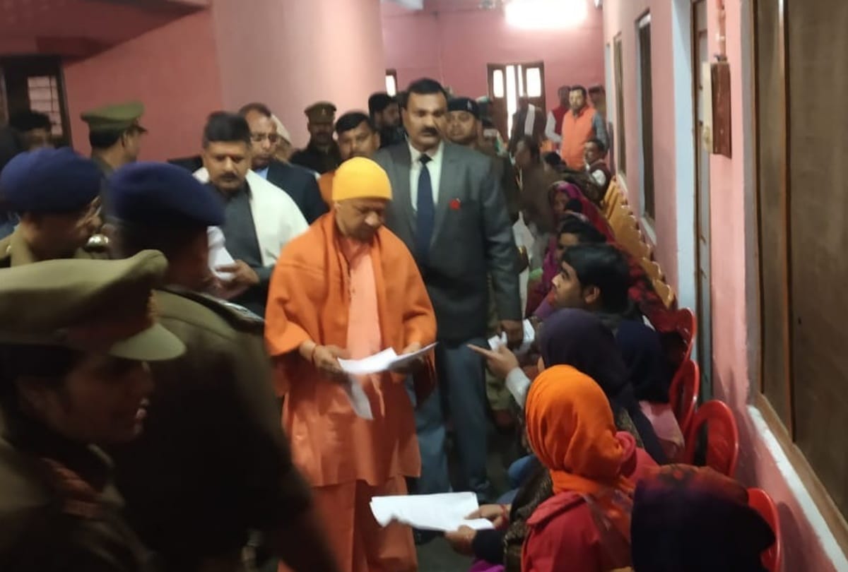 CM Yogi adityanath hearing people in janta darbar at Gorakhnath Temple in Gorakhpur