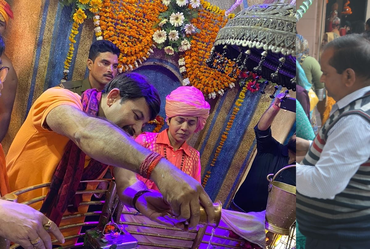 manoj tiwari reached at shiv mandir