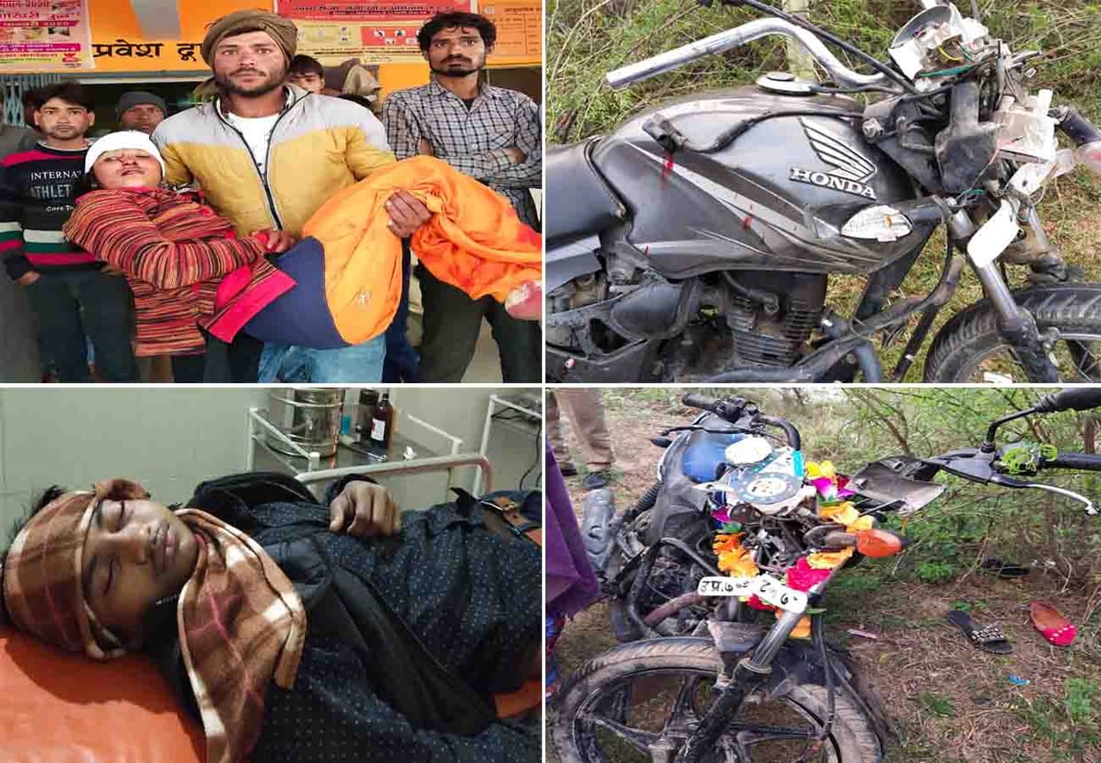 road accident in auraiya, two died and three injured