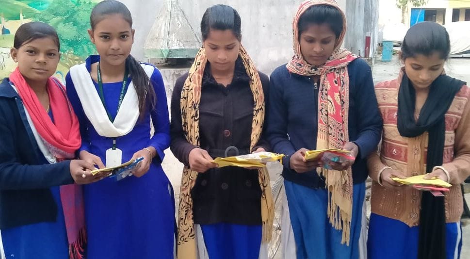 Girl students happy due to easy paper of homescience