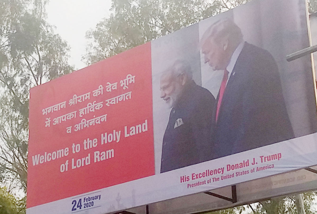 Hoardings put up to welcome Donald Trump welcome in agra