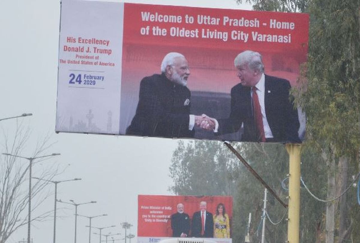 Hoardings put up to welcome Donald Trump welcome in agra