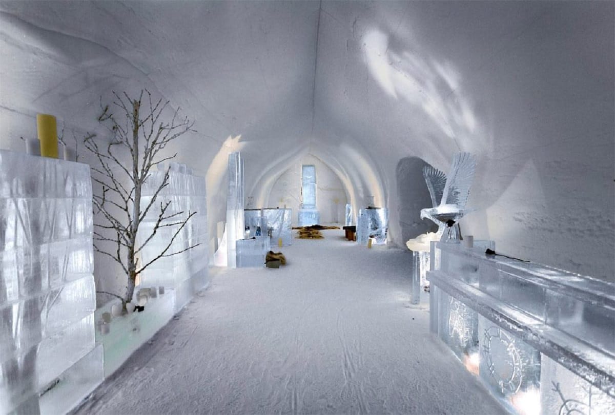 Sweden famous ice hotel Built every year and then it melts back into the river