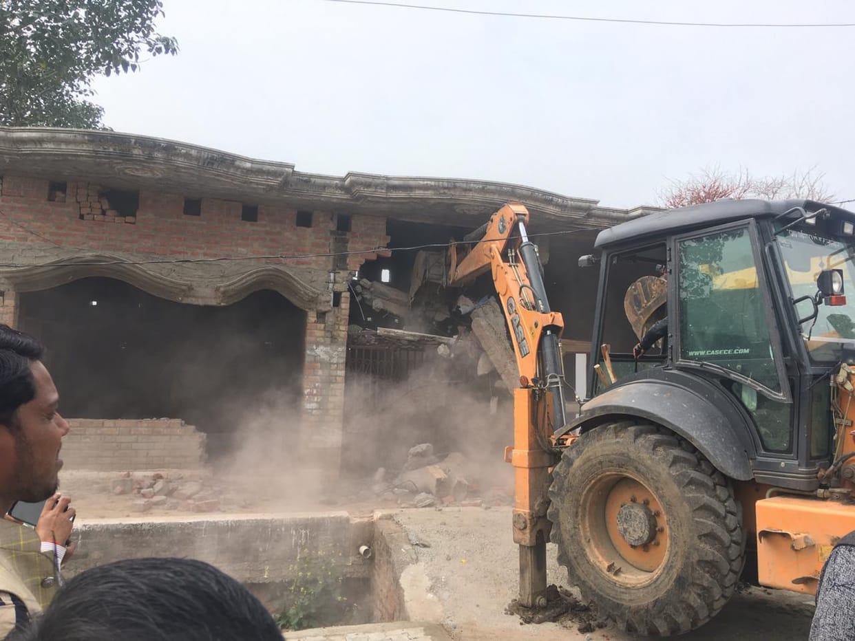 JCB demolished three houses