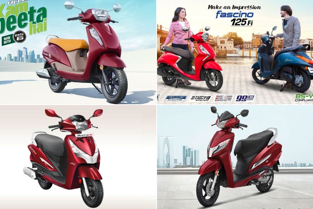 Suzuki Access 125 Hero Destini 125 Yamaha Fascino 125 FI Honda Activa 125 dimension comparison